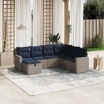 vidaXL Salon de jardin 7 Pièces avec coussins gris résine tressée