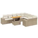 vidaXL Salon de jardin avec coussins 10 Pièces beige résine tressée