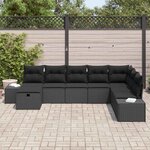 vidaXL Ensemble de canapé de jardin 8 Pièces Noir Poly rotin