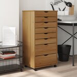 vidaXL Armoire roulante avec tiroirs MOSS bois de pin marron miel