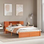 vidaXL Cadre de lit avec tête de lit de rangement 2 Pièces Cire marron