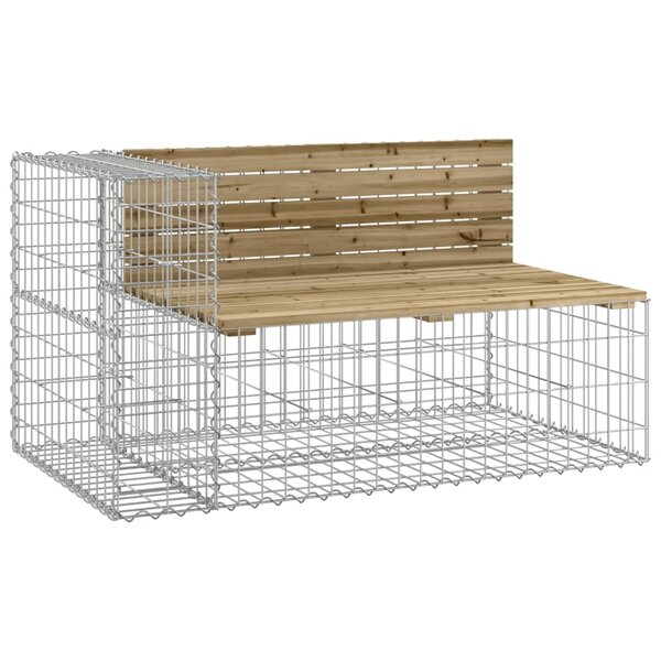 vidaXL Banc de jardin design gabion 122x71x65 5cm bois de pin imprégné