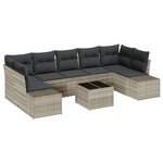 vidaXL Ensemble de canapé de jardin 8 pièces avec coussins Gris clair Poly rotin