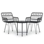 vidaXL Ensemble à manger de jardin 3 Pièces Noir Résine tressée