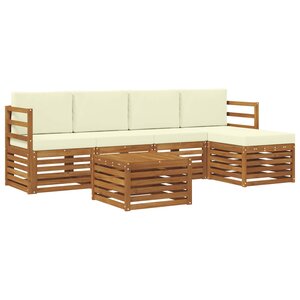 vidaXL Ensemble de canapés d'extérieur 6 Pièces Naturel et Crème