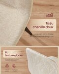 Chaises de salle à manger lot de 4 support métallique pieds réglables nettoyage facile chaises de cuisine tissu chenille PU texturé blanc 12_0004983