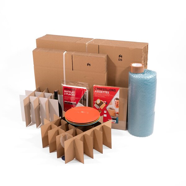 Kit Déménagement Confort - 28 cartons, 1 bulle, 1 housse, 1 adhésif 100m