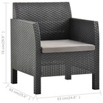 vidaXL Salon de jardin 2 Pièces avec coussin PP Rotin Anthracite