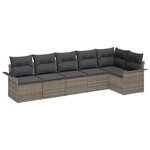 vidaXL Ensemble de canapé de jardin avec coussin 6 Pièces Gris Poly rotin