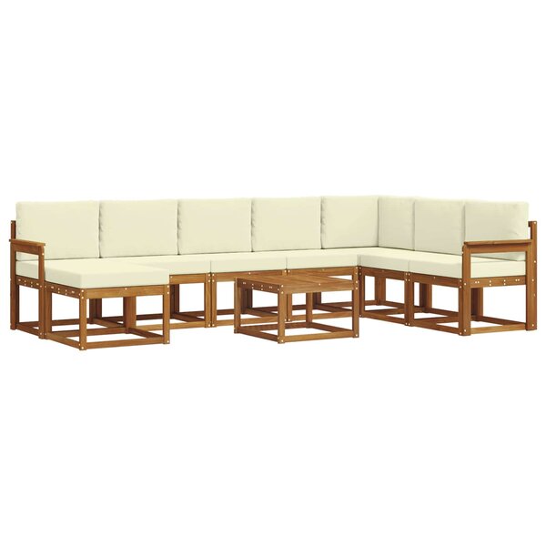 vidaXL Ensemble de canapés d'extérieur 9 pc Naturel et Crème