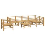 vidaXL Salon de jardin 7 Pièces avec coussins gris clair bambou