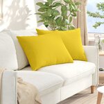 vidaXL Coussins de canapé 2 Pièces Jaune clair 70 x 50 cm tissu