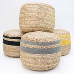 LABEL51 Pouf Jute tressé Jaune et naturel