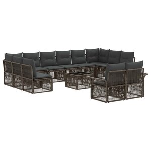 vidaXL Ensemble de canapé de jardin 13 pc Gris polyrotin