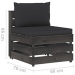 Vidaxl salon de jardin 7 pièces avec coussins bois imprégné de gris