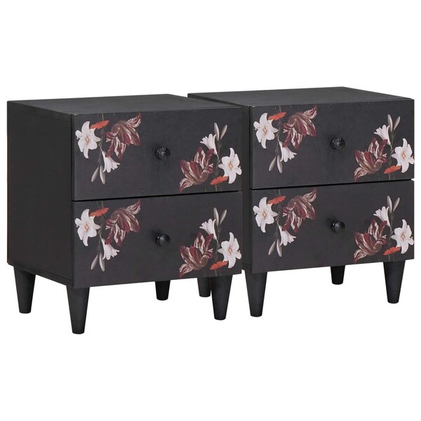 vidaXL Table de chevet avec tiroir 2 Pièces Marron 40 x 33 5 x 46 cm