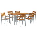 vidaXL Ensemble de salle à manger pour jardin 7 Pièces Gris et marron