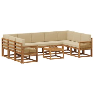 vidaXL Ensemble de canapés d'extérieur 10 pc Naturel et Beige