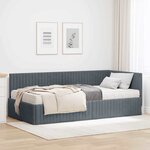 vidaXL Cadre de lit d'angle avec matelas 2 Pièces Gris Velours