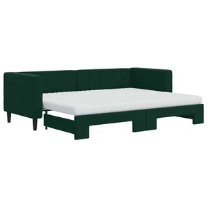 vidaXL Lit de jour avec gigogne et matelas vert foncé 80x200cm velours