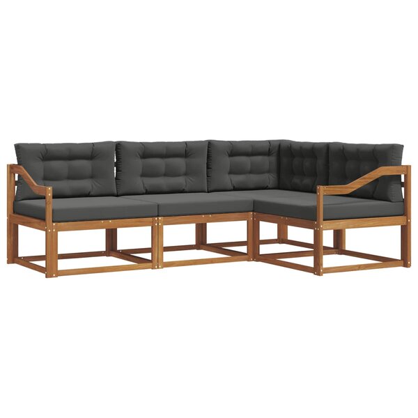 vidaXL Ensemble de canapés d'extérieur 4 Pièces Naturel et Anthracite