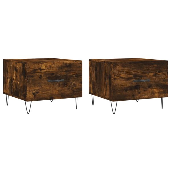 vidaXL Tables basses 2 Pièces chêne fumé 50x50x40 cm bois d'ingénierie