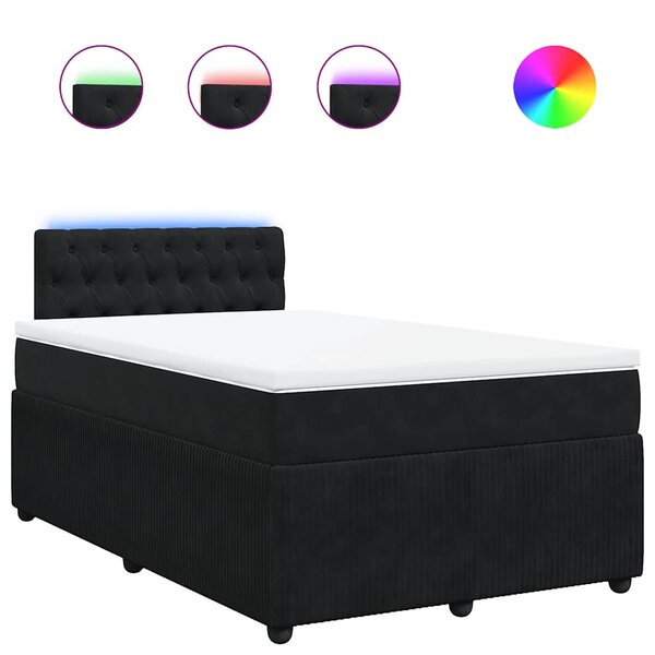 vidaXL Sommier à lattes de lit avec matelas noir 120x190 cm velours