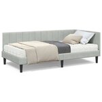 vidaXL Cadre de lit d'angle Gris clair 90 x 200 cm Velours