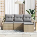 vidaXL Ensemble de canapé de jardin 4 Pièces Beige et Gris clair