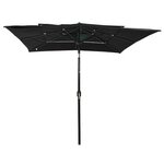 vidaXL Parasol de jardin à 3 niveaux avec mât en aluminium noir