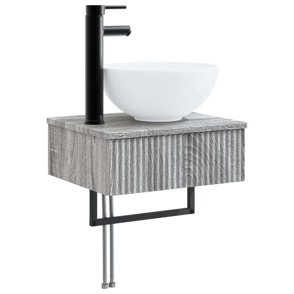 vidaXL Basin de lavage mural Sonoma gris 40 x 35 x 39 cm