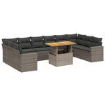 vidaXL Salon de jardin 11 Pièces avec coussins gris résine tressée