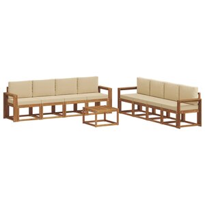 vidaXL Ensemble de canapés d'extérieur 9 pc Naturel et Beige