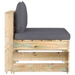 vidaXL Salon de jardin 3 Pièces avec coussins Bois imprégné de vert