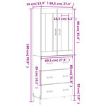 vidaXL Buffet haut Sonoma gris 69 5x34x180 cm Bois d'ingénierie