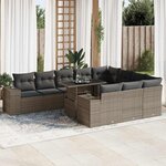 vidaXL Salon de jardin 11 Pièces avec coussins gris résine tressée