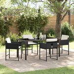 vidaXL Ensemble de salle à manger pour jardin 5 Pièces Noir Poly rotin