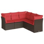 vidaXL Salon de jardin avec coussins 5 Pièces marron résine tressée