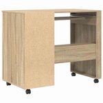 vidaXL Bureau avec roulettes avec tiroir Chêne sonoma 91 x 50 x 77 cm