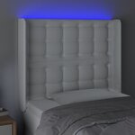 vidaXL Tête de lit à LED Blanc 83x16x118/128 cm Similicuir