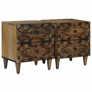 vidaXL Cabinet de chevet avec tiroir 2 Pièces Marron 40 x 33 5 x 46 cm
