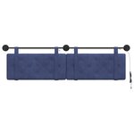 vidaXL Tête de lit suspendue Avec lumière LED Bleu police Velours