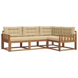 vidaXL Ensemble de canapés d'extérieur 4 pc Naturel et Beige
