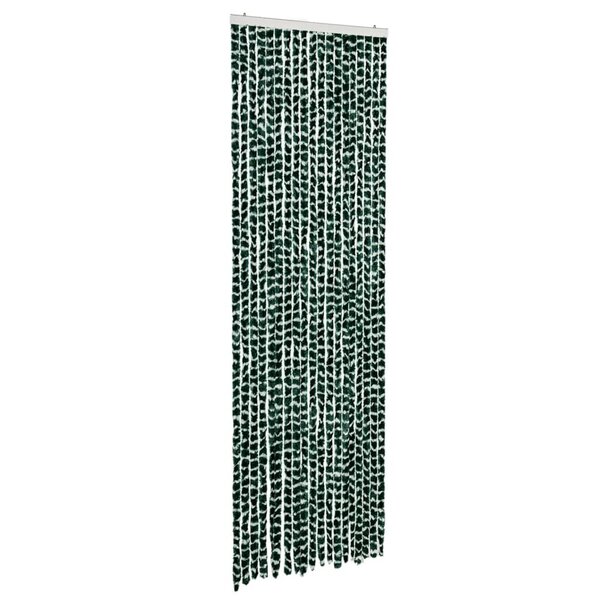 vidaXL Rideau anti-mouches vert et blanc 56x200 cm chenille