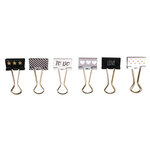Binder Clips "Glam"  2cm  6designs  6 pces