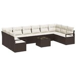 vidaXL Ensemble de canapé de jardin 11 Pièces Marron Poly rotin