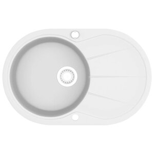 vidaXL Évier de cuisine Granit Seul lavabo Ovale Blanc