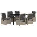 vidaXL Ensemble de repas de jardin 7 pièces gris clair en poly rotin
