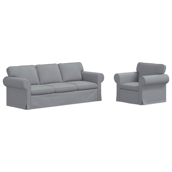 vidaXL Canapé 2 Pièces Gris clair 215 x 82 x 80 cm tissu