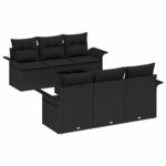 vidaXL Ensemble de canapé de jardin 7 Pièces Noir Poly rotin